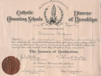 Graduation from St. Benedict School Brooklyn January 31, 1934