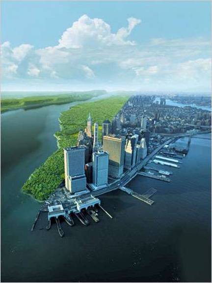 16. Present Day Manhattan                                         Versus What It Would Have Looked                                         Like 600 Years Ago...