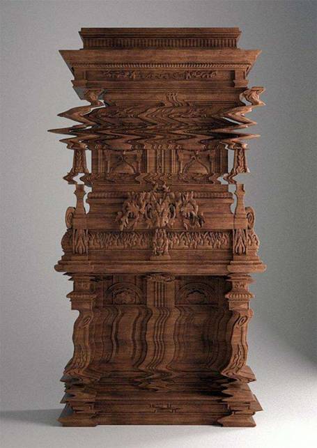 22. A Cabinet Carved to                                         Look Like a Digital Glitch...