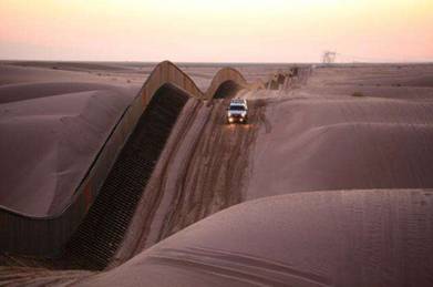 4. Algodones Sand Dunes                                         Curvy Border Fence in Southern                                         California...