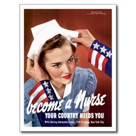 Vintage Become a Nurse WWII Postcard