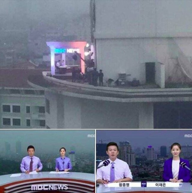 Poignant Photos This Korean news program is the only one that doesn't use an artificial city backdrop