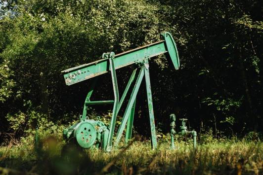 A pump jack, fondly known as a "nodding donkey." It's a relic of the area's oil-drilling history that began as a top secret WWII operation.